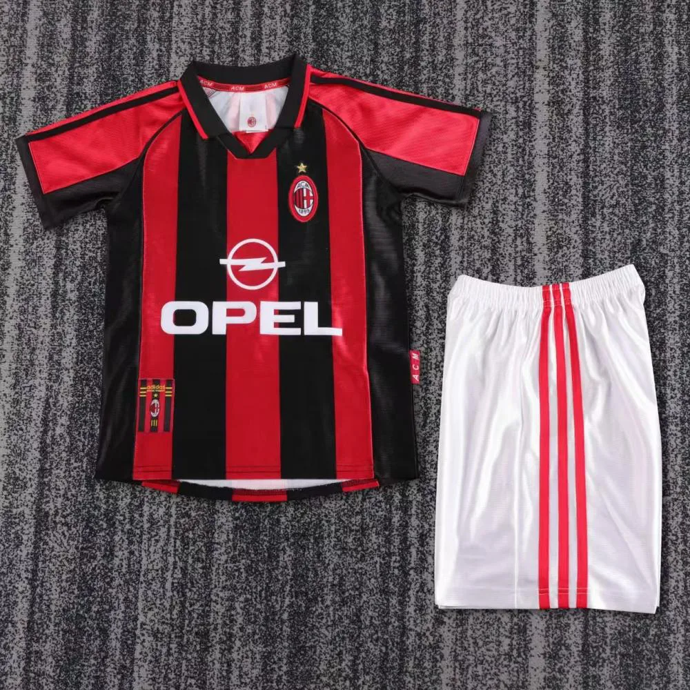 AC Milan 1998-1999 Retro AC Milan Local Camiseta de fútbol Talla infantil 1998/1999