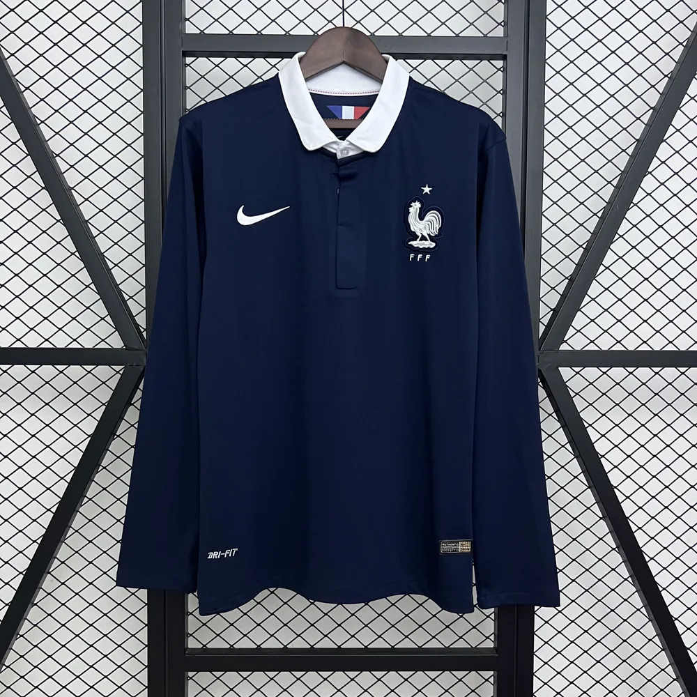 France 2014 Retro Long Sleeve France Home Football Shirt 2014