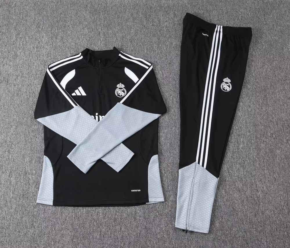 Real Madrid 2026/2027 Real Madrid Half-Pull Training Suit Black Gray Football Jersey 2026/27 — 3