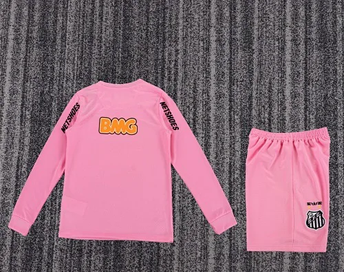 Santos 2012/2013 Long Sleeve Retro Santos Pink Football Jersey Kids Size 2012/2013 — 2