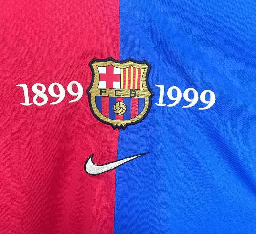 Barcelona 1999/2000 Retro Barcelona Local 100th Anniversary Edition Camiseta de fútbol Manga larga 1999/2000 — 4