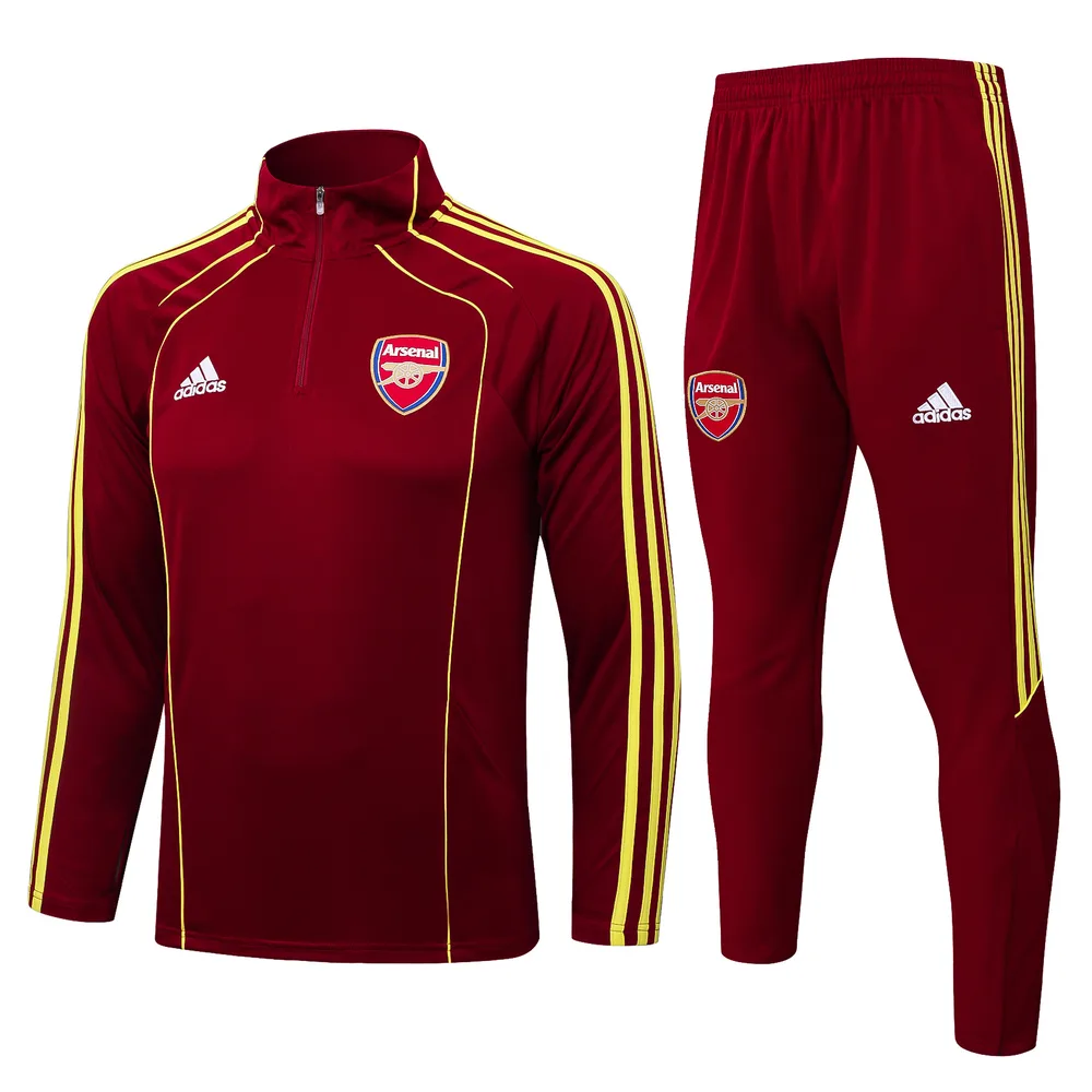 Arsenal 2025/2026 Arsenal Half-Pull Conjunto de entrenamiento Maroon Retro Edition Camiseta de fútbol Set 2025/2026