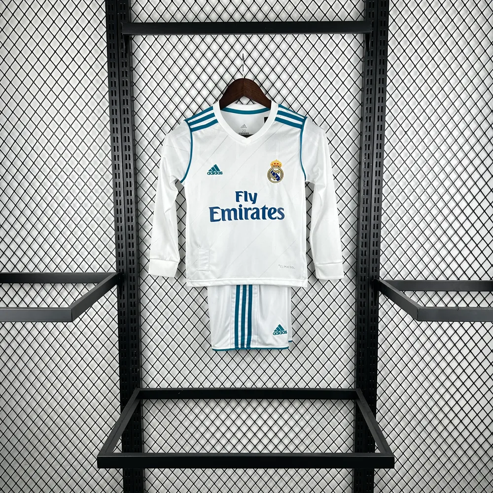 Real Madrid 2017/2018 Retro Manga larga Real Madrid Local Camiseta de fútbol Talla infantil 2017/2018