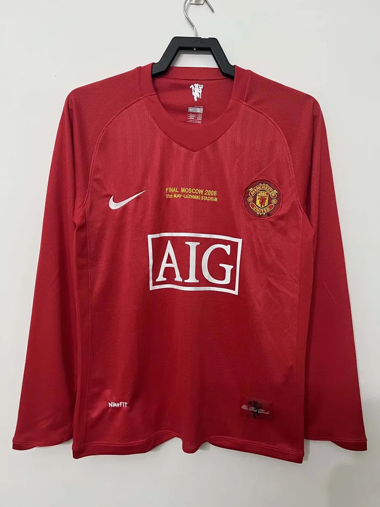 Manchester United 2007-2008 Retro Manga larga Manchester United Local Camiseta de fútbol 2007/2008