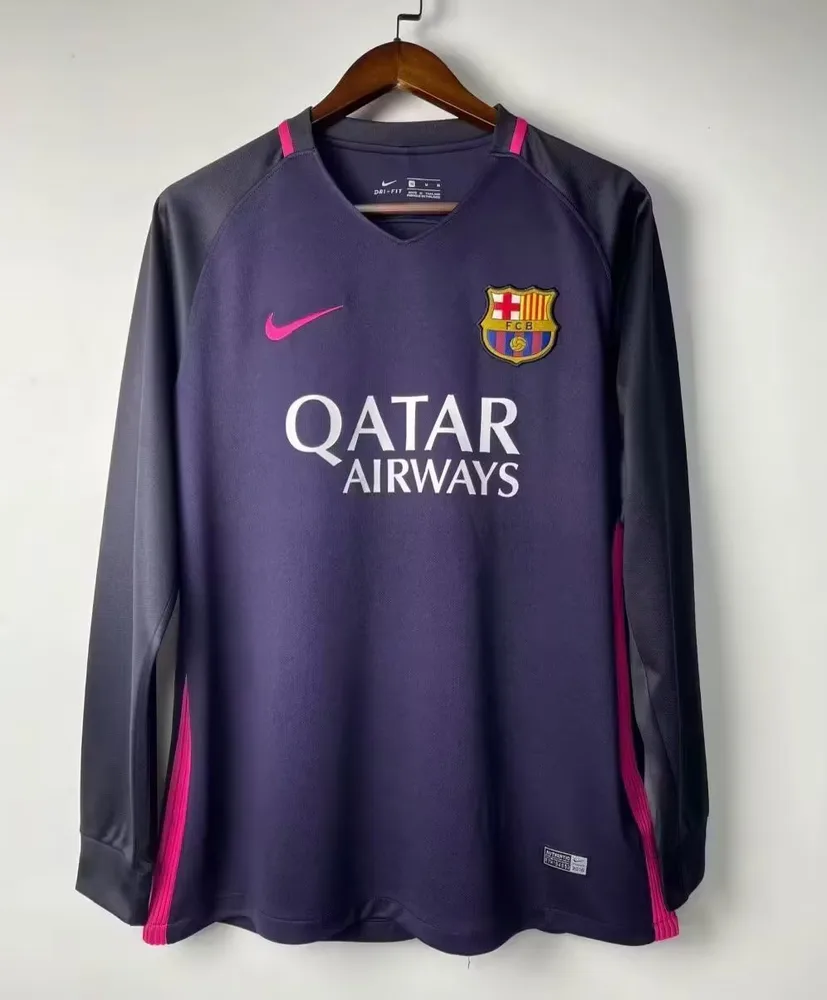 Barcelona 2016/2017 Retro Manga larga Barcelona Visitante Camiseta de fútbol 2016/2017