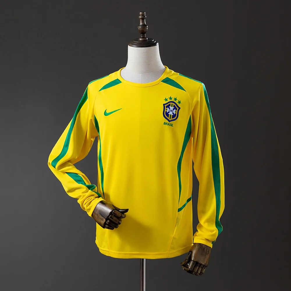 Brazil 2002 Retro Manga larga Brazil Local Camiseta de fútbol 2002