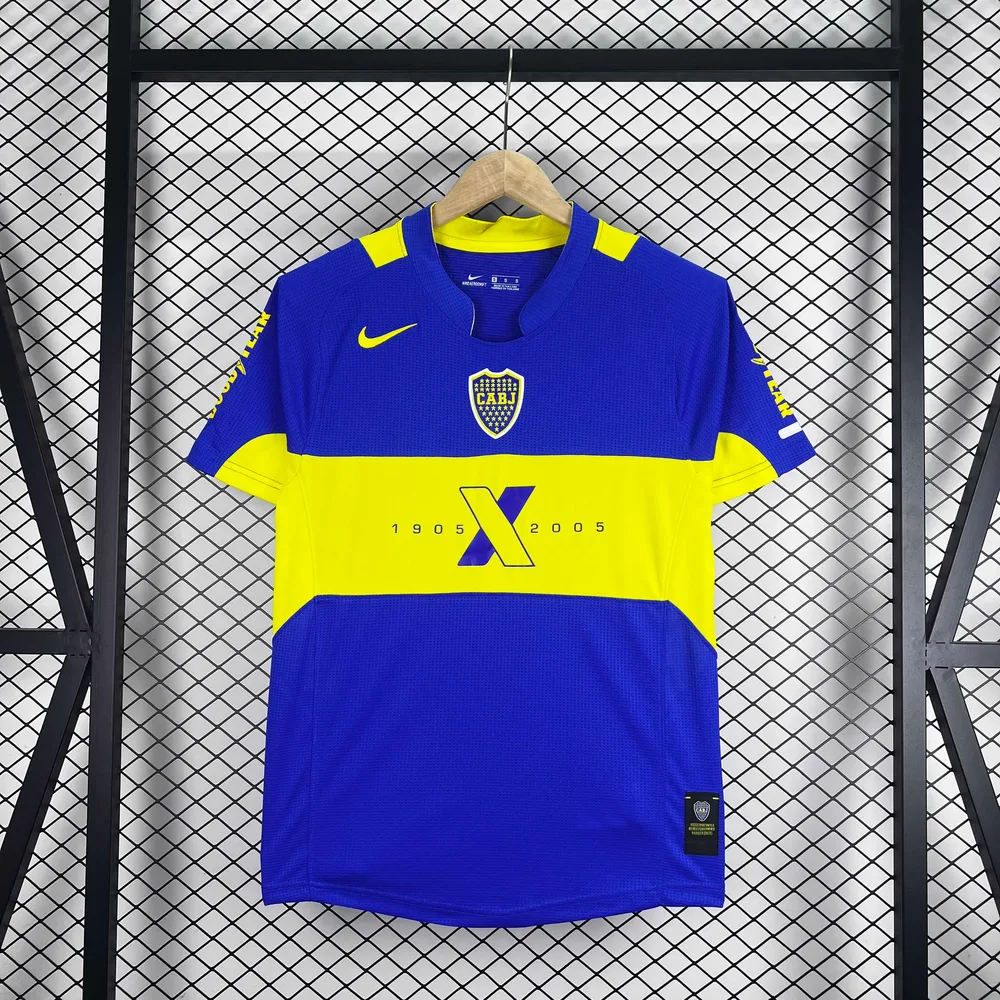Boca Juniors 2005 Retro Boca Juniors 100th Anniversary Edition Football Jersey 2005