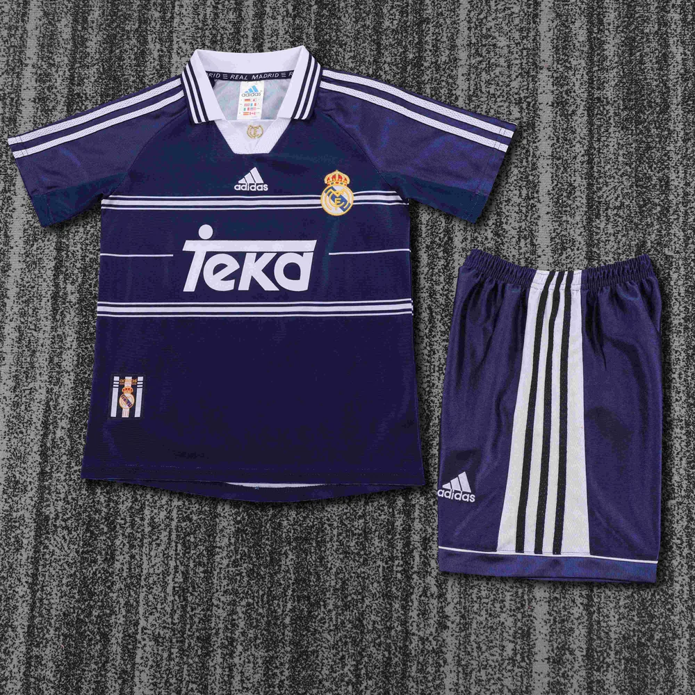 Real Madrid 1998-1999 Retro Real Madrid Visitante Camiseta de fútbol Talla infantil 1998/1999