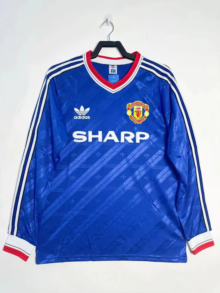 Manchester United 1986/1988 Retro Manga larga Manchester United Tercera Visitante Camiseta de fútbol 1986/1988