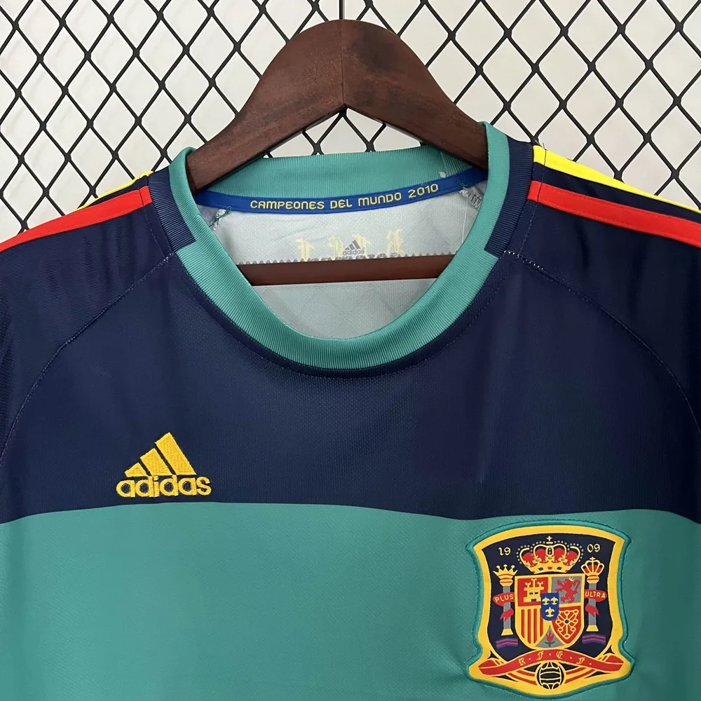 Spain 2010 Retro Spain Goalkeeper Green Soccer Shirt 2010 — 3