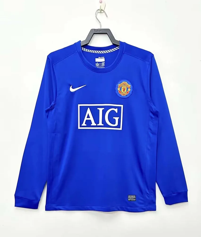 Manchester United 2007/2008 Retro Manga larga Manchester United Visitante Camiseta de fútbol 2007/2008