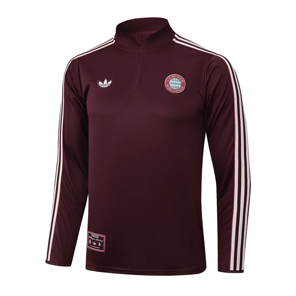 Bayern Munich 2025/2026 Bayern Munich Half-Pull Conjunto de entrenamiento Dark Red Retro Style Camiseta de fútbol Set 2025/2026 — 3