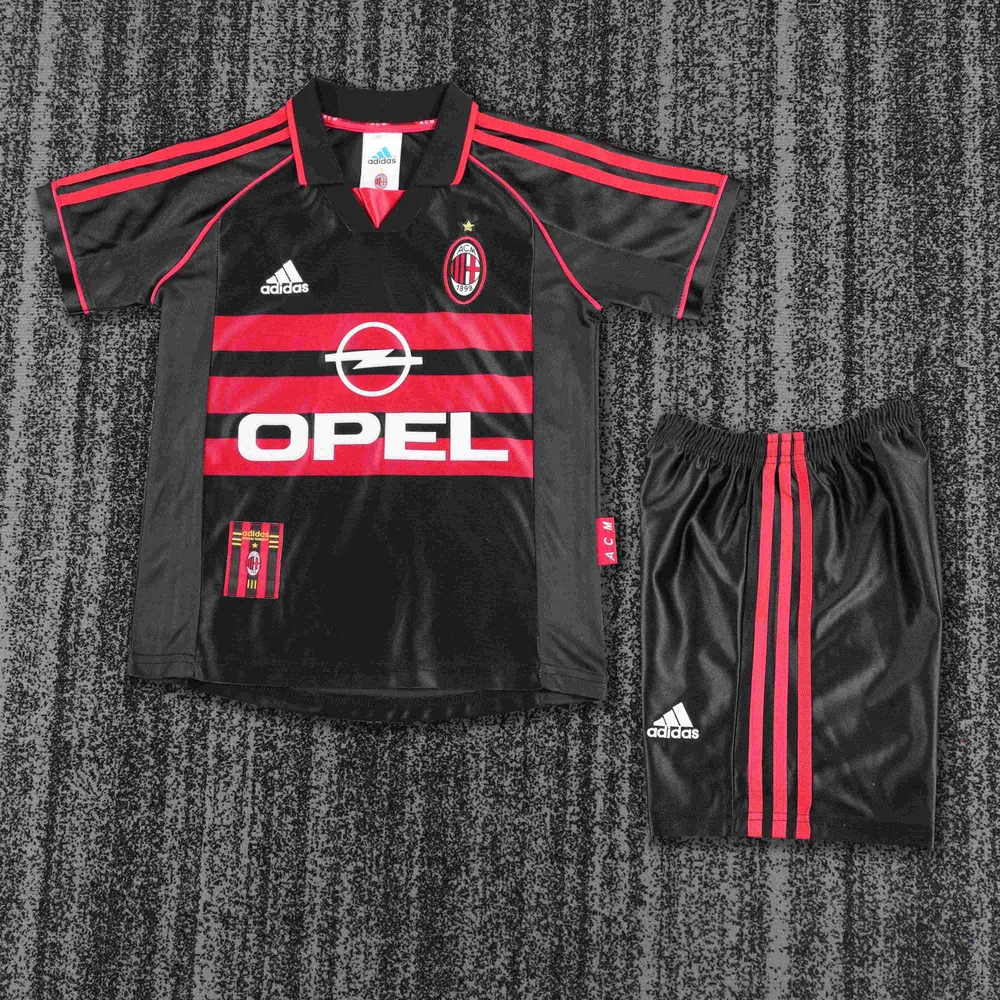 AC Milan 1998-1999 Retro AC Milan Tercera Visitante Camiseta de fútbol Talla infantil 1998/1999