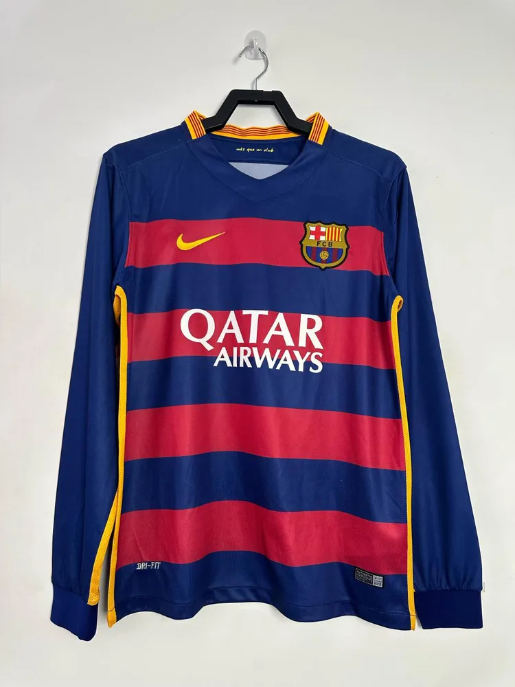 Barcelona 2015/2016 Retro Barcelona Local Camiseta de fútbol Manga larga 2015/2016