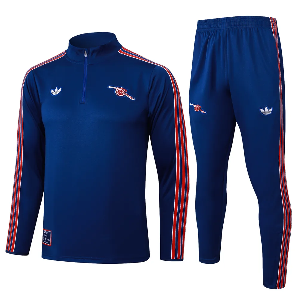 Arsenal 2025/2026 Arsenal Half-Pull Conjunto de entrenamiento Retro Blue Edition Camiseta de fútbol Set 01 2025/2026