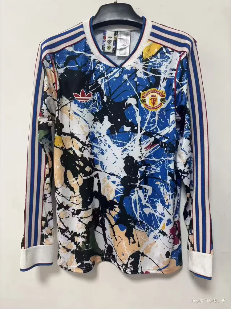 Manchester United 2026/2027 Long Sleeves Manchester United x Stone Roses Football Jersey Blue 2026/27