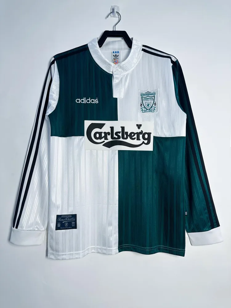 Liverpool 1995/1996 Retro Liverpool Visitante Camiseta de fútbol Manga larga 1995/1996