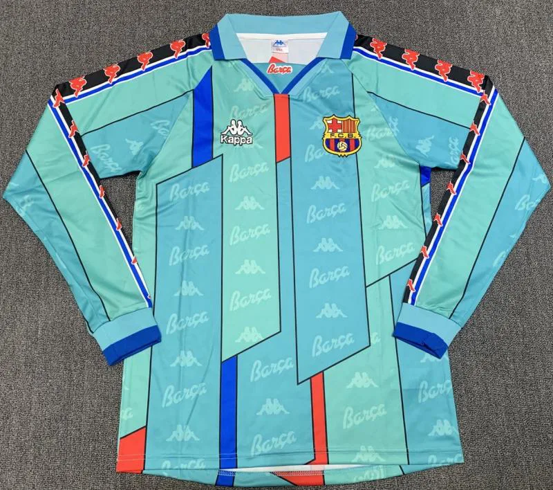 Barcelona 1996/1997 Retro Barcelona Visitante Camiseta de fútbol Manga larga 1996/1997