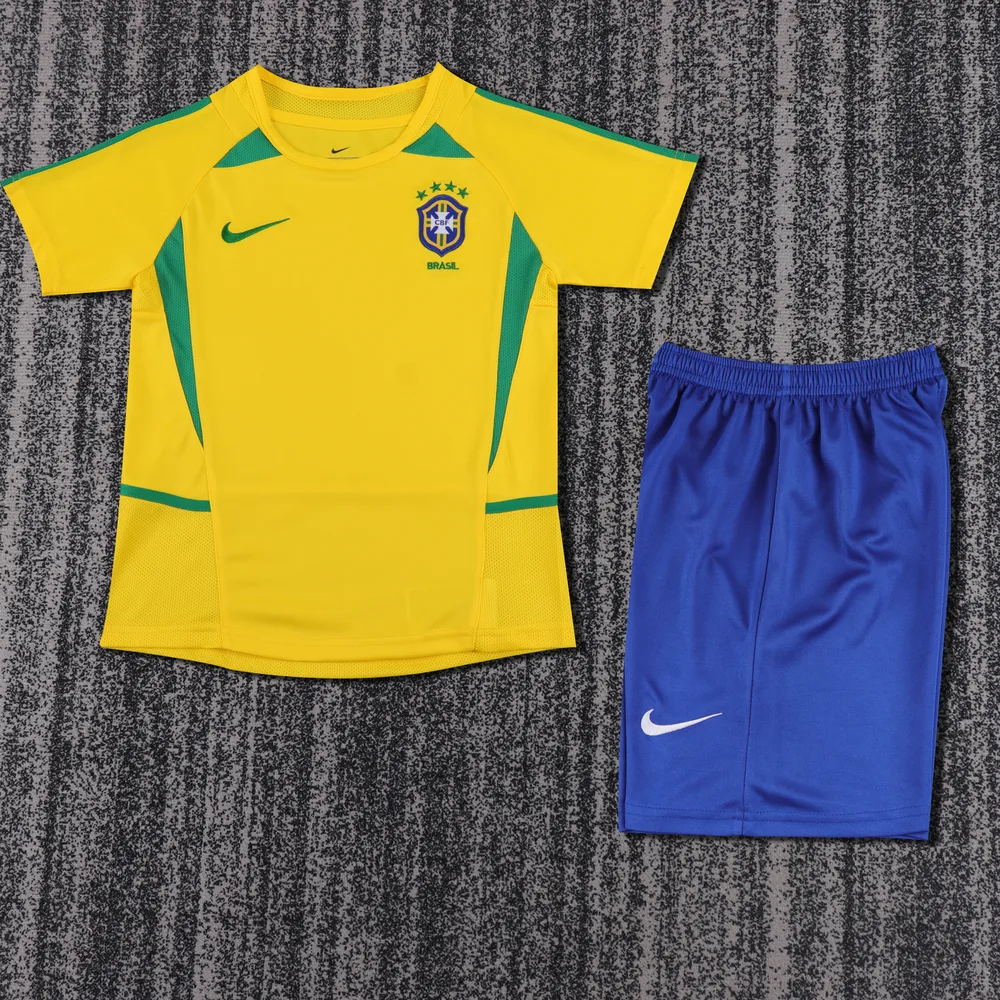 Brazil 2002 Retro Brazil Local Camiseta de fútbol Talla infantil 2002