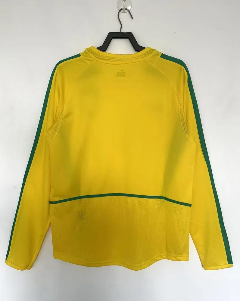 Brazil 2002 Retro Long Sleeve Brazil Home Soccer Jersey 2002 — 2