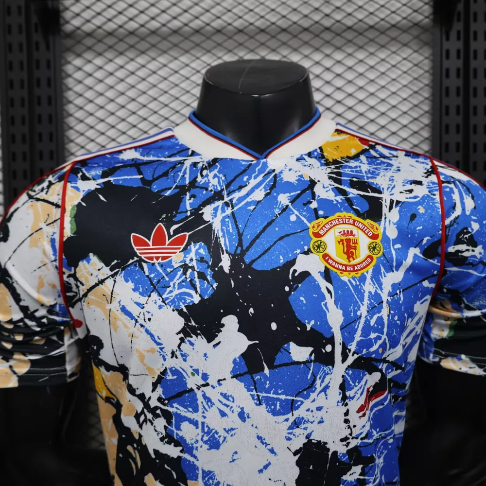 Manchester United 2026/2027 Player Version Manchester United x Stone Roses Football Jersey Blue 2026/27 — 3