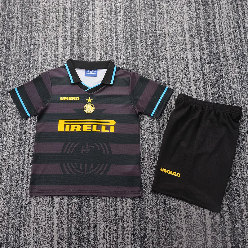 Inter Milan 1997/1998 Retro Inter Milan Tercera Visitante Camiseta de fútbol Talla infantil 1997/1998