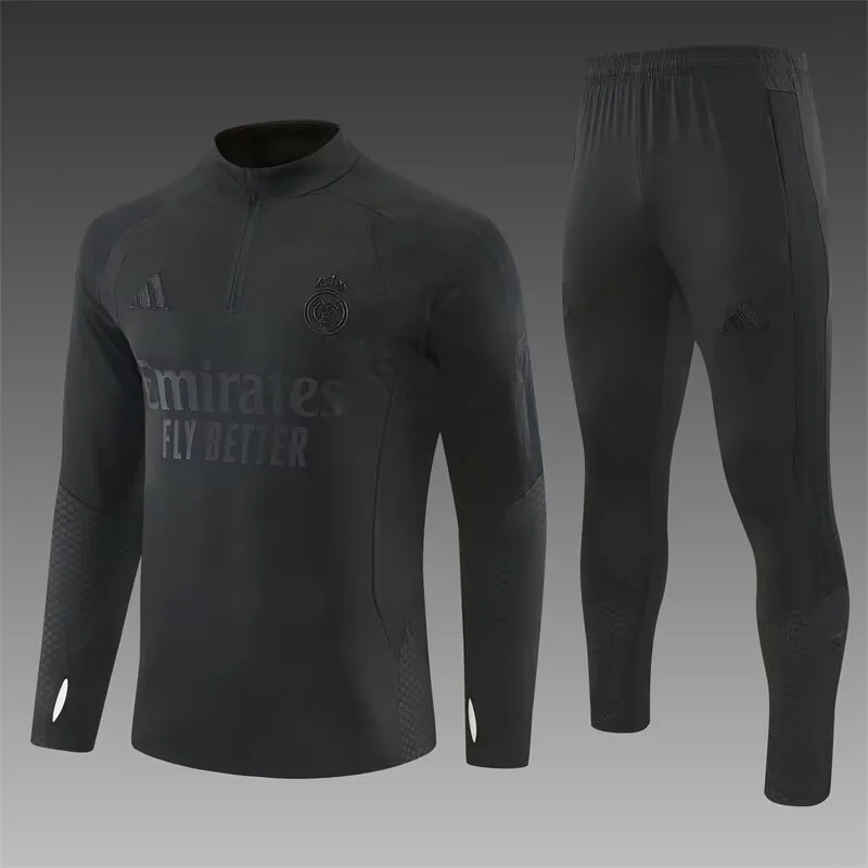 Real Madrid 2026/2027 Real Madrid Half-Pull Training Suit Black Football Jersey 2026/27