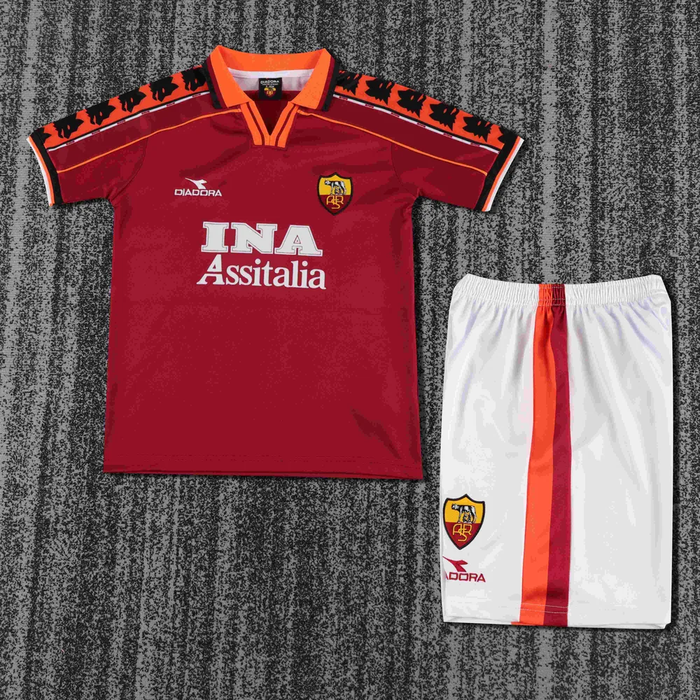 AS Roma 1998-1999 Retro Roma Local Camiseta de fútbol Talla infantil 1998/1999