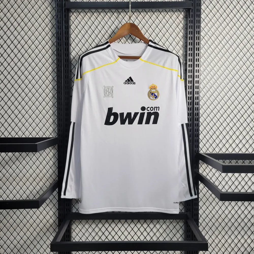 Real Madrid 2009/2010 Retro Long Sleeve Real Madrid Home Soccer Jersey 2009/2010