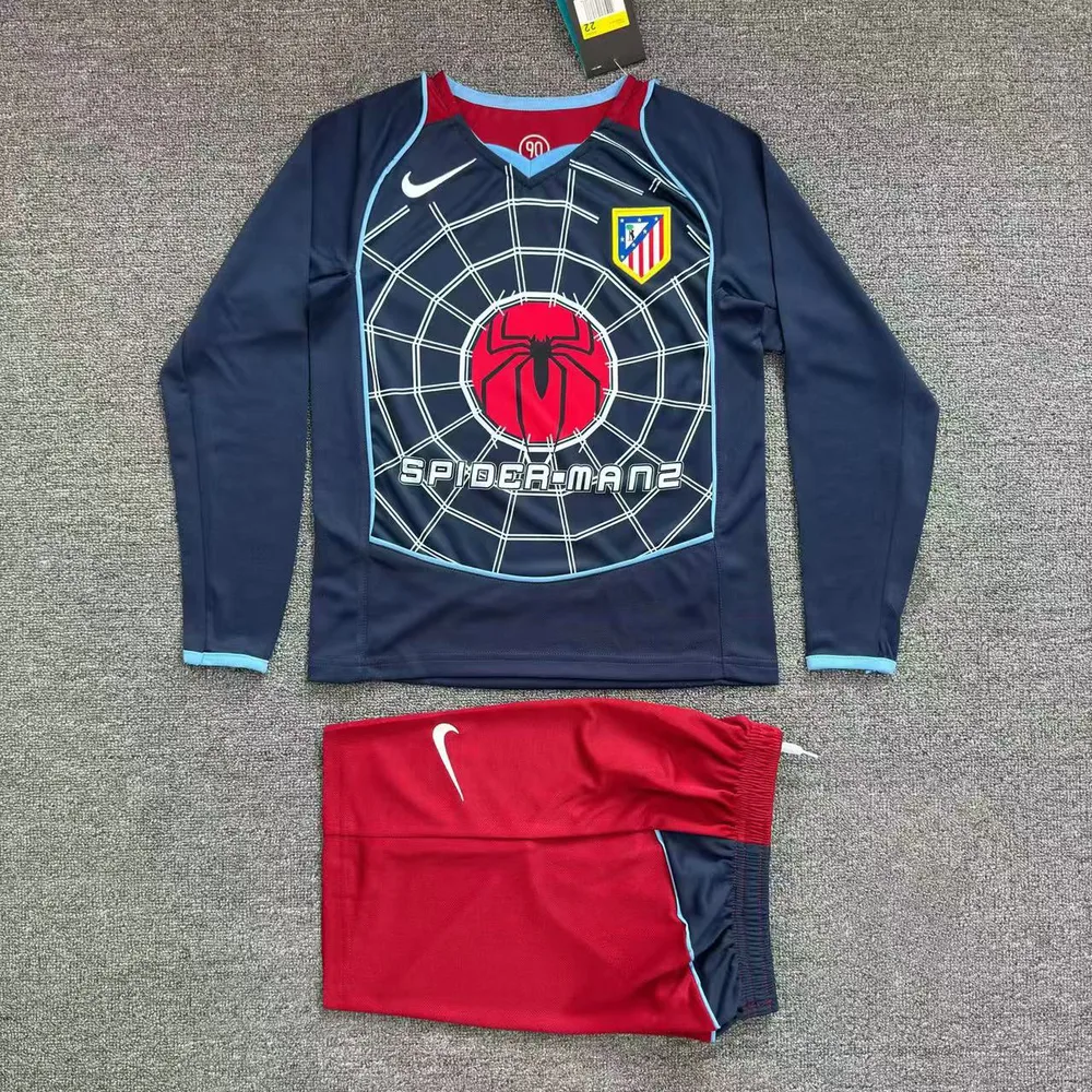 Atlético Madrid 2004-2005 Retro Manga larga Atletico Madrid Visitante Camiseta de fútbol Talla infantil 2004/2005