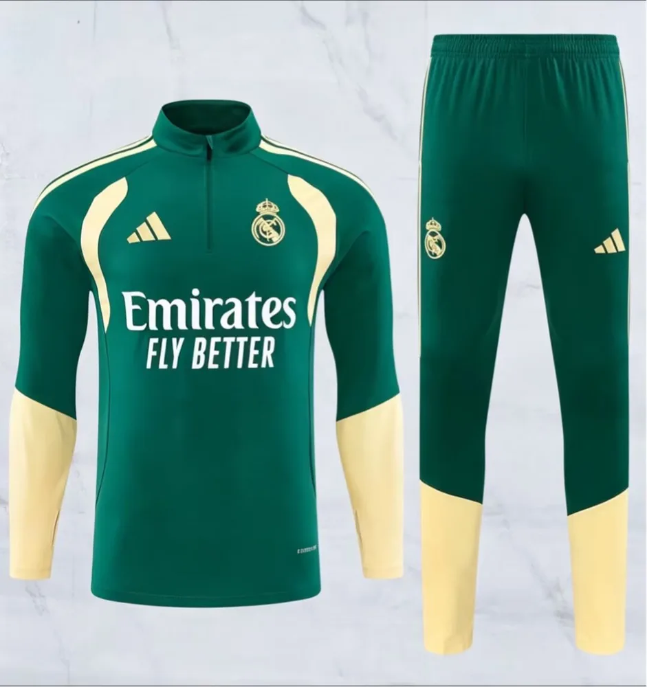 Real Madrid 2026/2027 Real Madrid Half-Pull Training Suit Green Football Jersey 2026/27