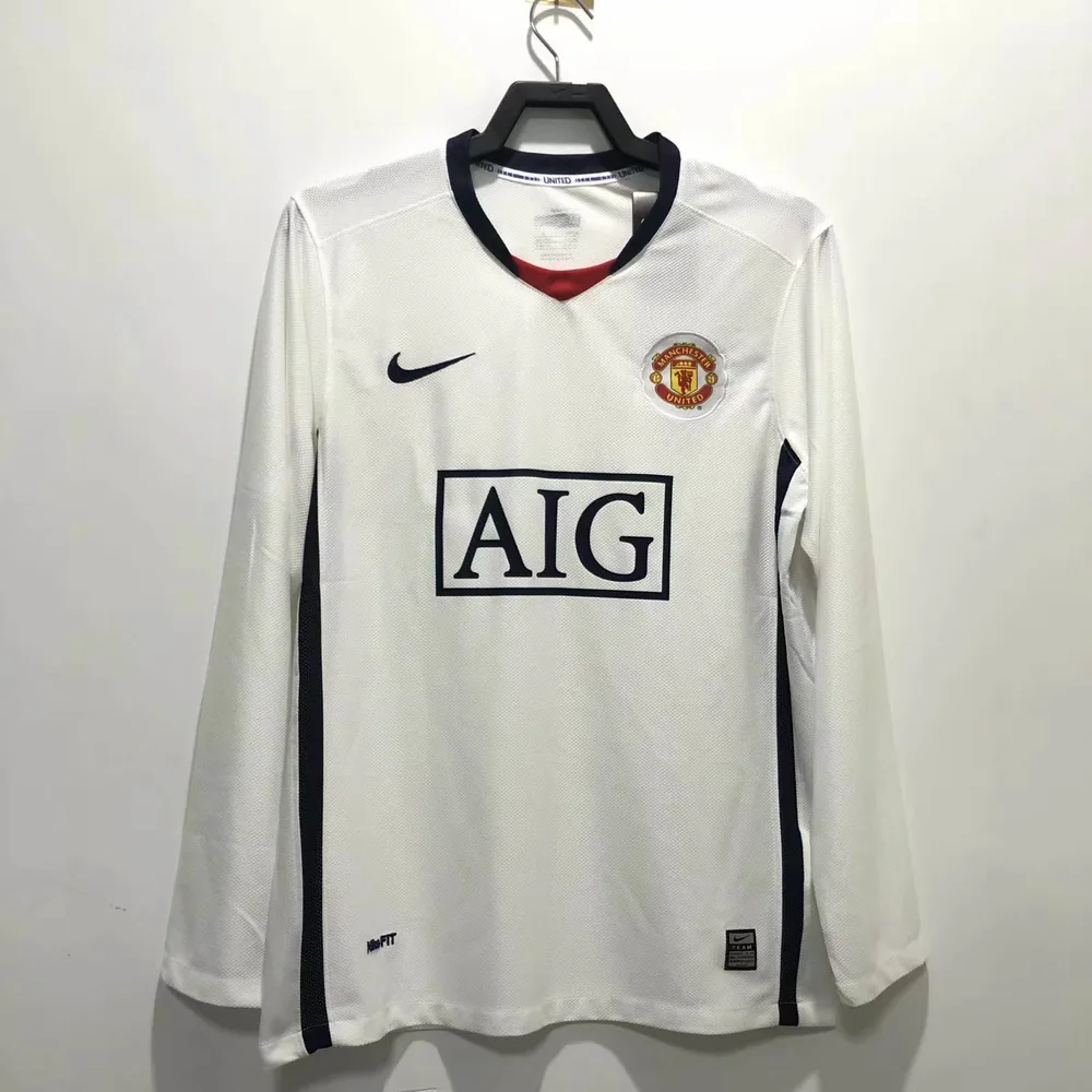 Manchester United 2008/2009 Manga larga Retro Manchester United Visitante Camiseta de fútbol 2008/2009
