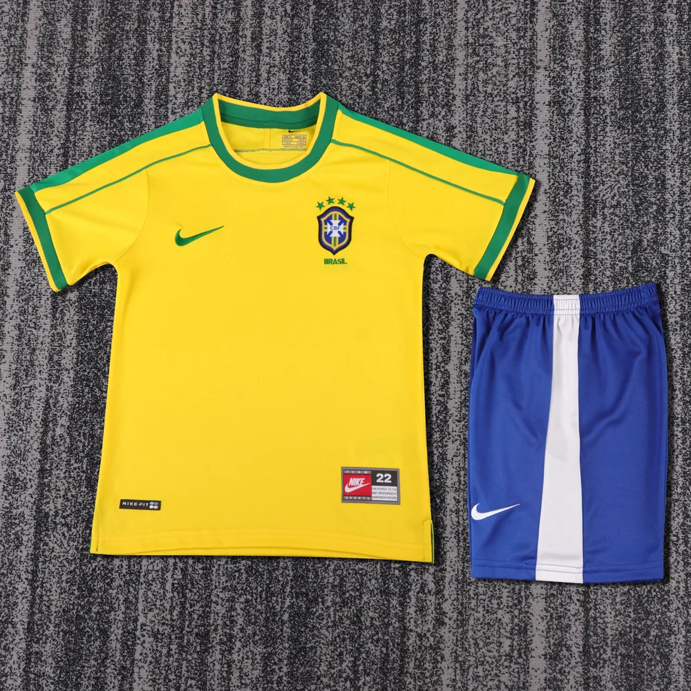 Brazil 1998 Retro Brazil Local Camiseta de fútbol Talla infantil 1998