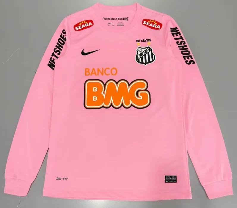 Santos 2012/2013 Retro Long Sleeve Santos Pink Football Jersey 2012/2013
