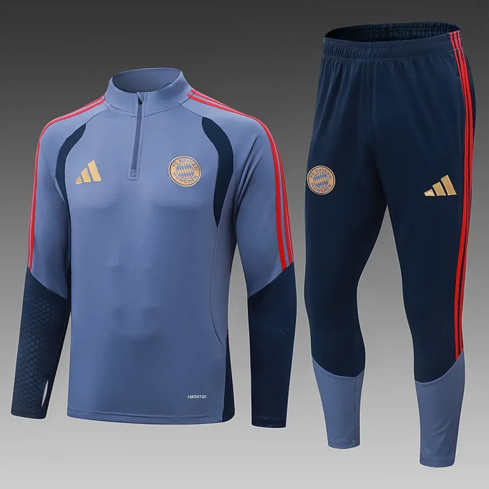 Bayern Munich 2026/2027 Bayern Munich Half-Pull Training Suit Grey-blue Football Shirt Set 2026/27
