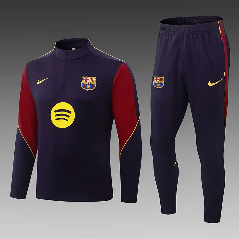 Barcelona 2026/2027 Barcelona Half-Pull Training Deep purple Football Shirt Set 2026/27