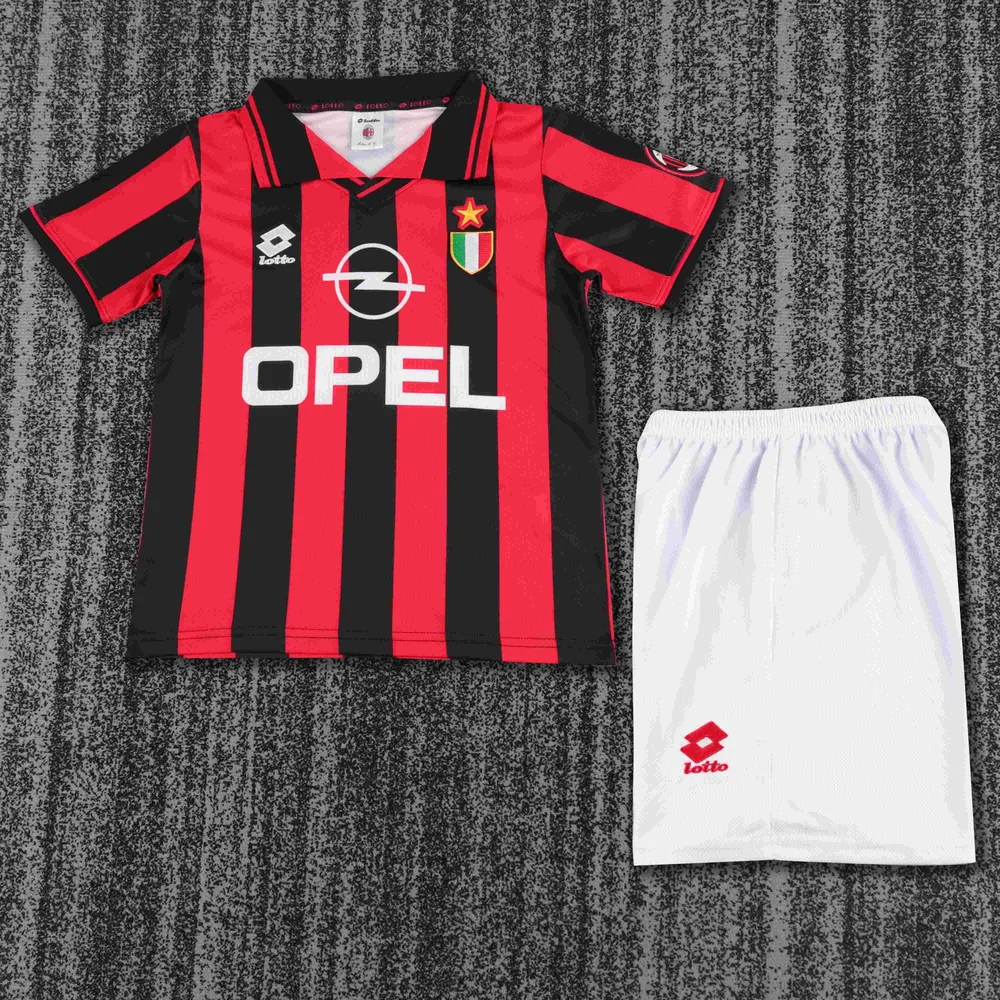AC Milan 1996-1997 Retro AC Milan Local Camiseta de fútbol Talla infantil 1996/1997