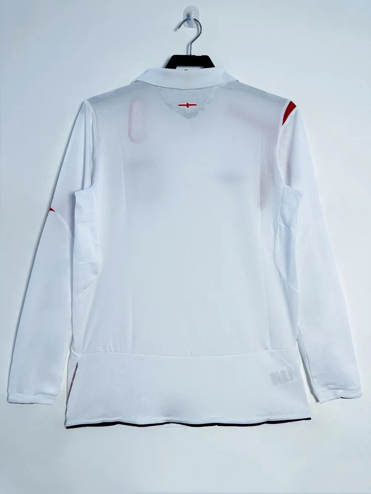 England 2006 Retro Long Sleeve England Home Soccer Jersey 2006 — 2