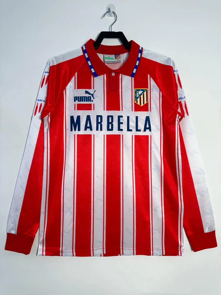 Atlético Madrid 1994/1995 Retro Manga larga Atletico Madrid Local Camiseta de fútbol 1994/1995