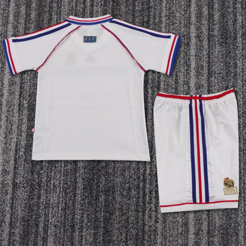 France 1998 Retro France Visitante Camiseta de fútbol Talla infantil 1998 — 2