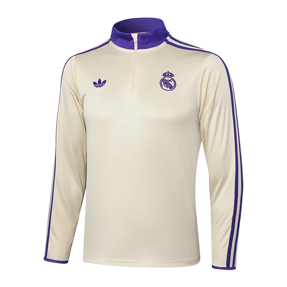 Real Madrid 2025/2026 Real Madrid Apricot Retro Edition Half-Pull Conjunto de entrenamiento Camiseta de fútbol Set 2025/2026 — 3