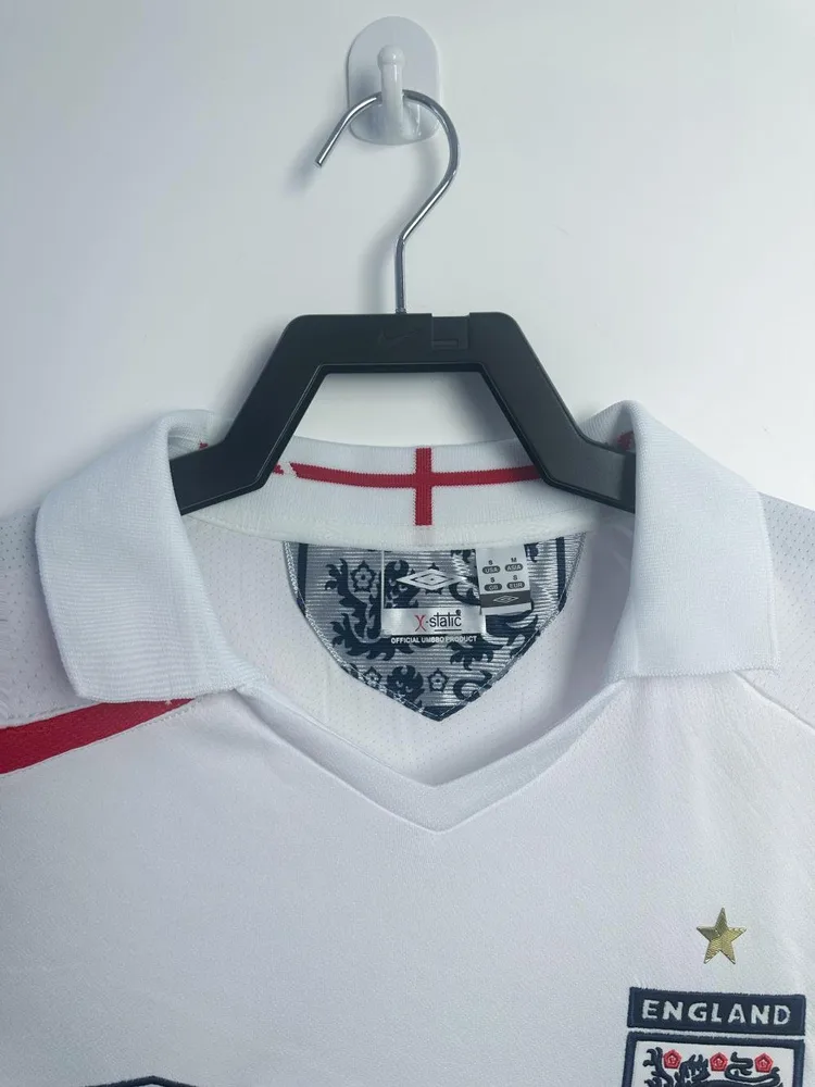 England 2006 Retro Long Sleeve England Home Soccer Jersey 2006 — 3