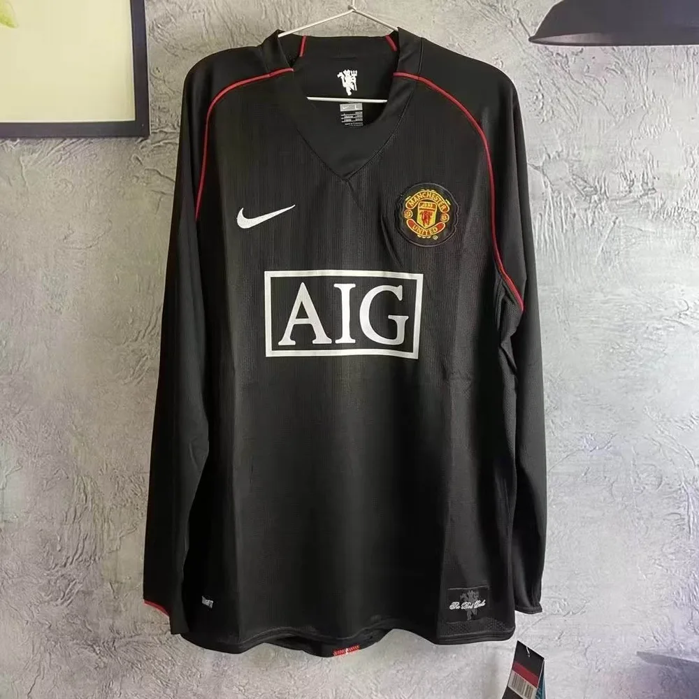 Manchester United 2007/2008 Retro Manga larga Manchester United Tercera Visitante Camiseta de fútbol 2007/2008