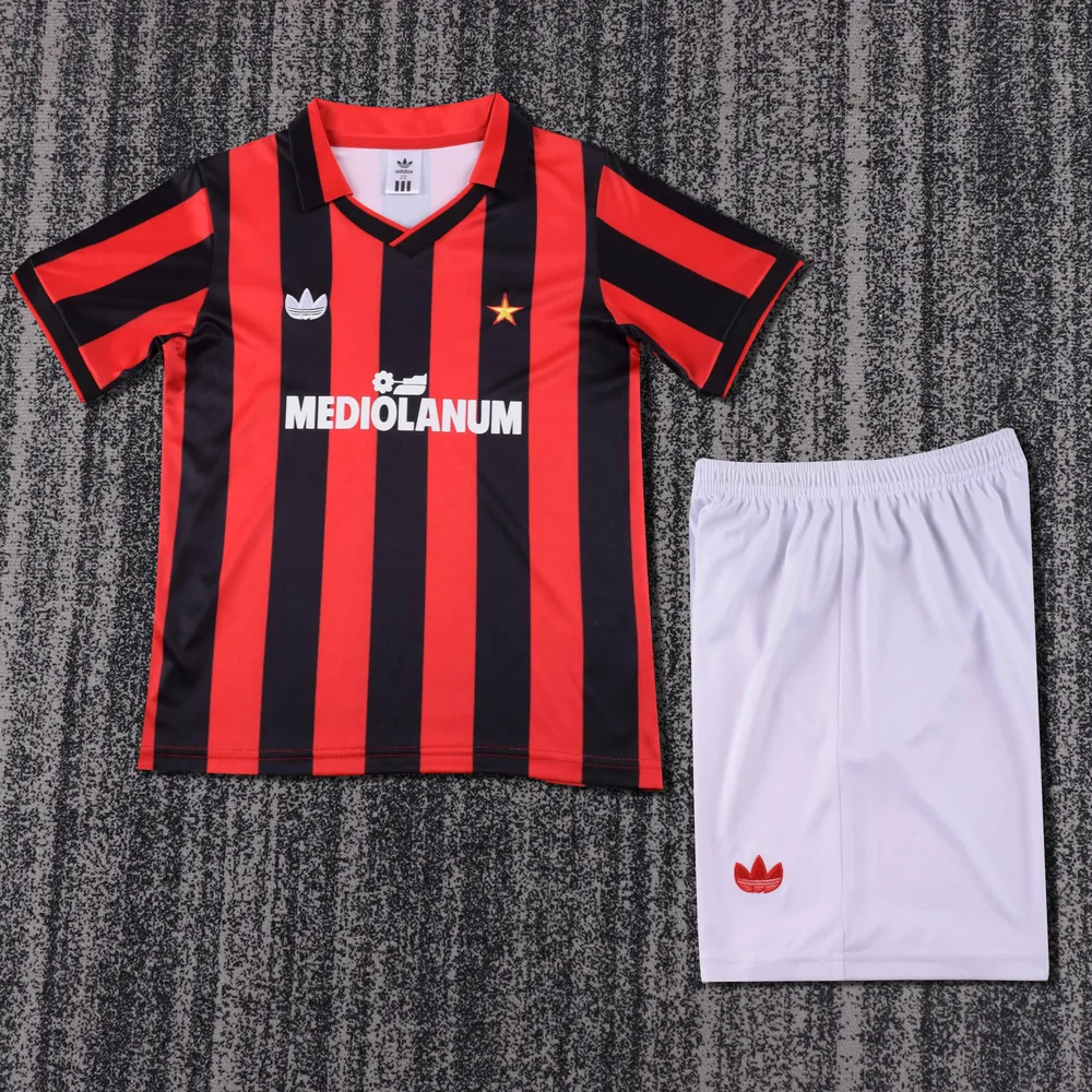 AC Milan 1990-1991 Retro AC Milan Local Camiseta de fútbol Talla infantil 1990/1991