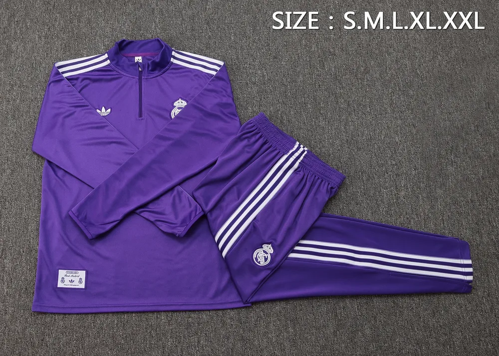 Real Madrid 2025/2026 Real Madrid Purple Retro Edition Half-Pull Training Suit Football Shirt Set 2025/2026 — 5