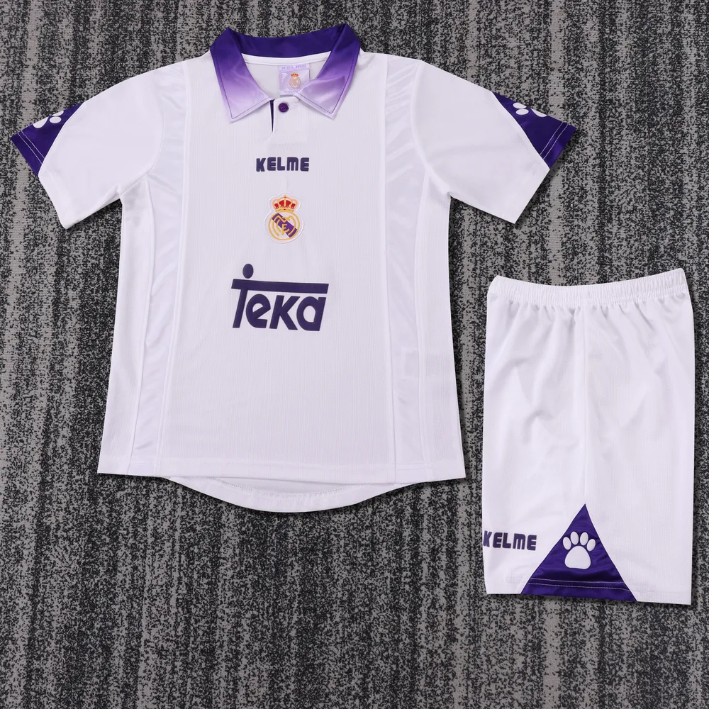 Real Madrid 1997-1998 Retro Real Madrid Local Camiseta de fútbol Talla infantil 1997/1998