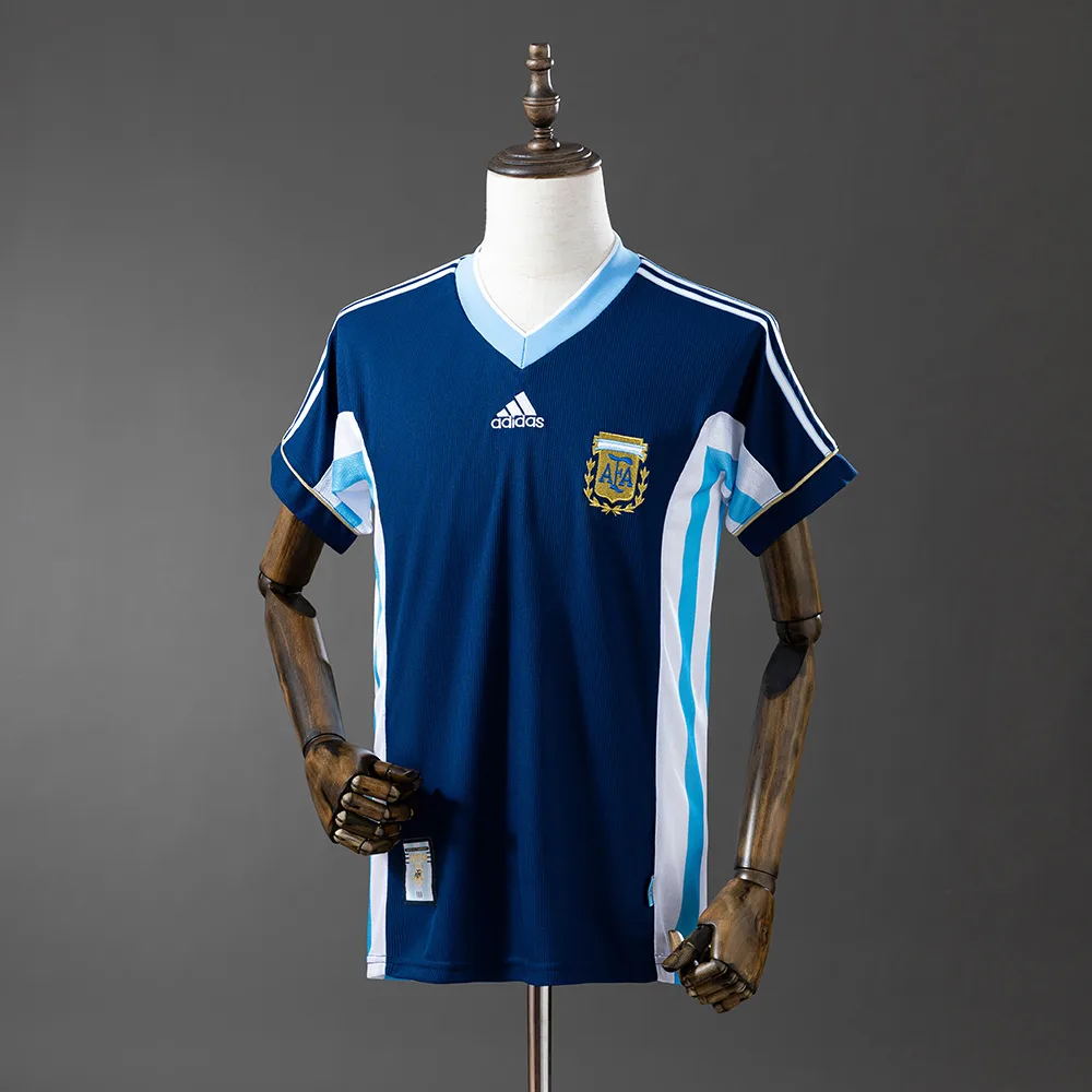 Argentina 1998 Retro Argentina National Team Visitante Camiseta de fútbol 1998