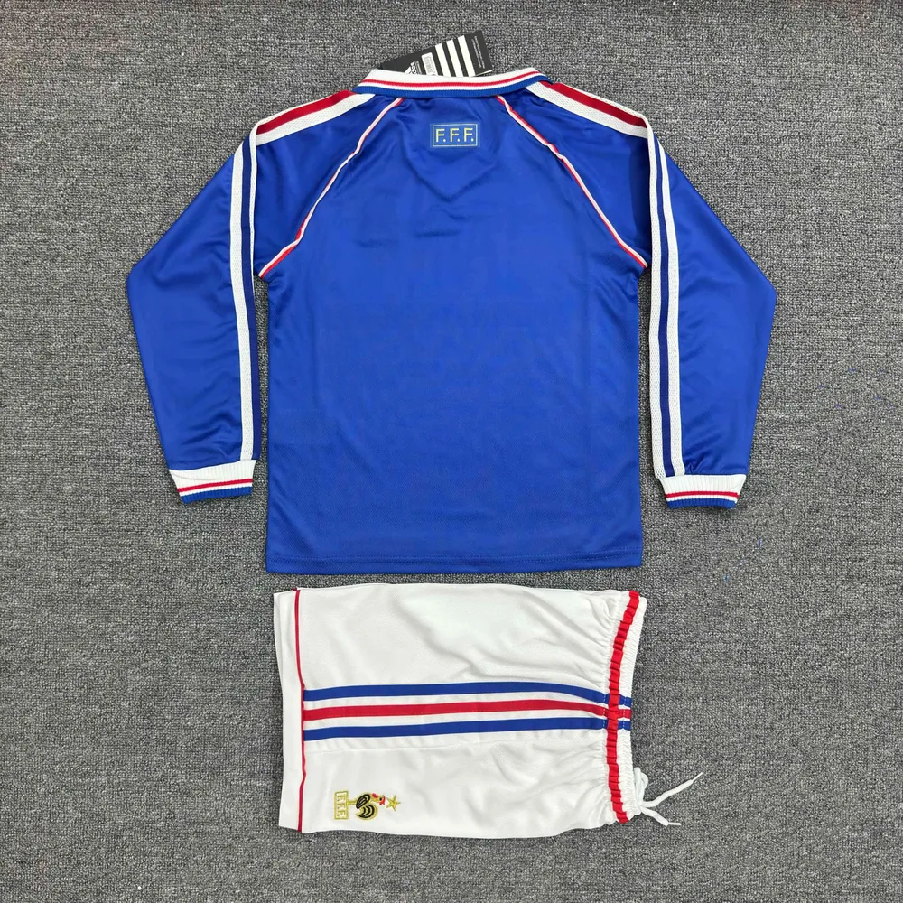 France 1998 Retro Manga larga France Local Camiseta de fútbol Talla infantil 1998 — 2