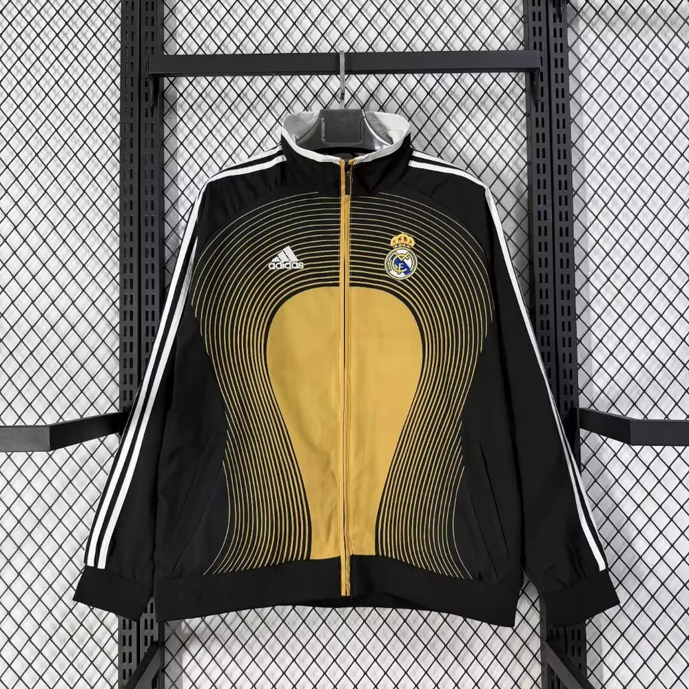 Real Madrid 2026/2027 Real Madrid Windbreaker Black Yellow Football Jersey 2026/27