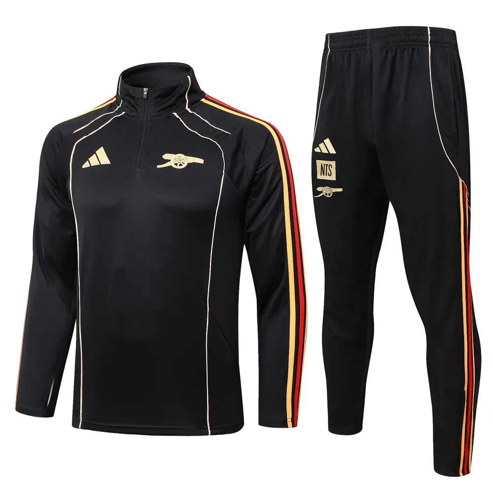 Arsenal 2025/2026 Arsenal Half-Pull Conjunto de entrenamiento Black retro style Camiseta de fútbol Set 2025/2026
